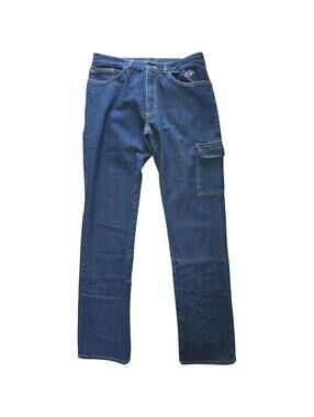 CA.GI Italian Made Dark Wash Cargo Work Pants Jeans 34x32 Logo Men's Denim
